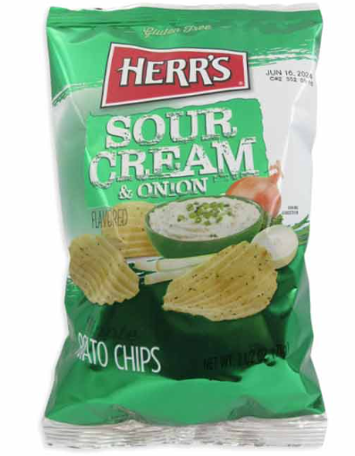Herrs Sour Cream & Onion Chips 12 Count