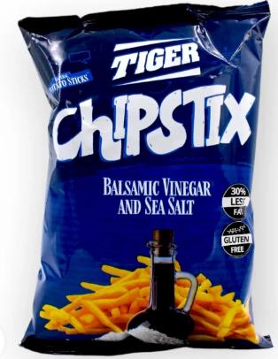 Exotic Tiger Chips Chipstix Balsamic Vinegar & Sea Salt 10 Count