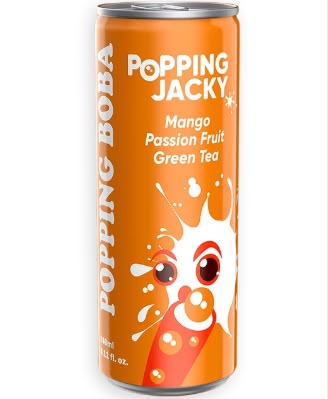 Popping Jacky | Mango Passion Fruit Boba Green Tea 24 Count