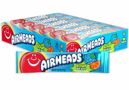 Airheads Single Bars Sour Blue Blast 36 Count
