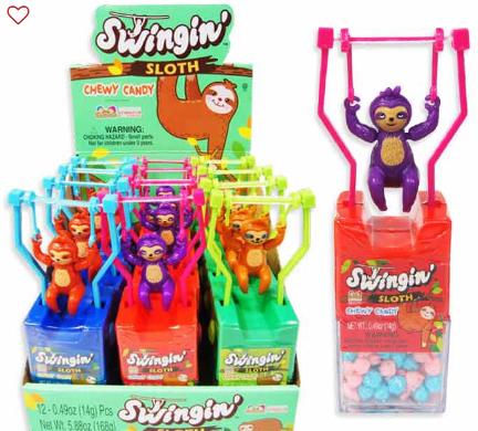 Kidsmania Swingin Sloth With Chewy Candy 12 Count
