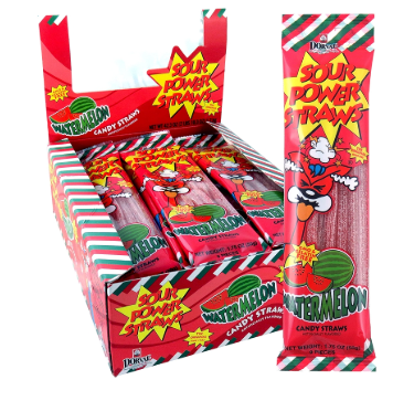 Dorval Sour Power Straws Watermelon 24 Count