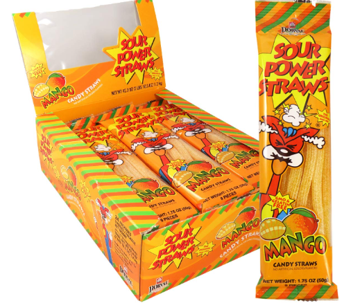 Dorval Sour Power Straws Mango 24 Count