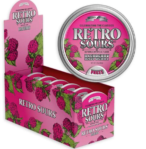 Ionic Candy - Retro Sours Tins Raspberry 16 Count