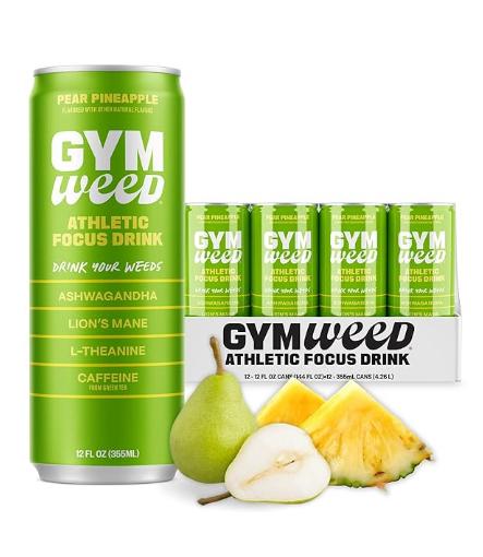Gym Weed Focus Drink: Pear Pineapple Flavor 12 Count