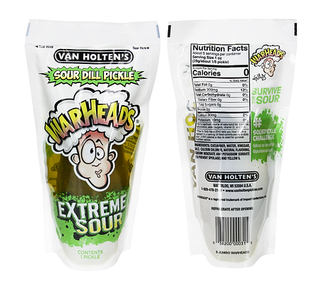 Van Holten's Pickle in a Pouch: Sour Warheads 12 Count