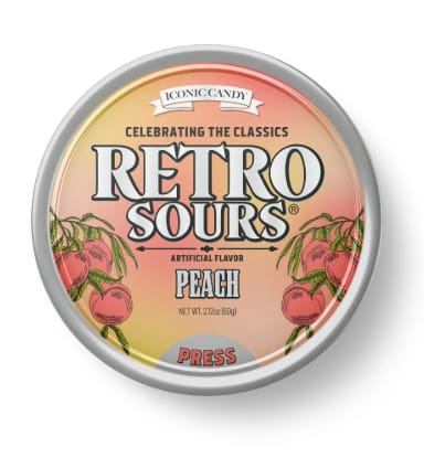 Ionic Candy - Retro Sours Tins Peach 16 Count