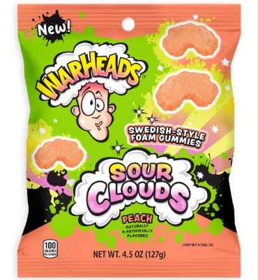 Warheads Sour Clouds Peach Flavor 12 Count