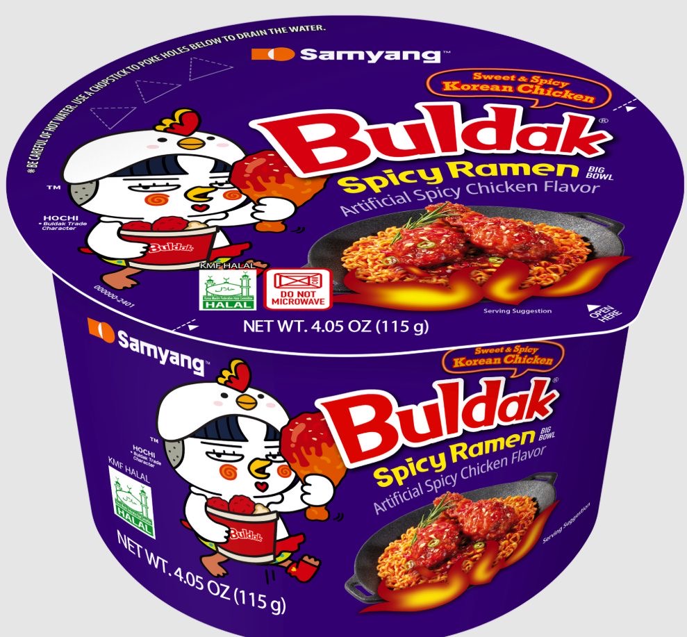 Samyang Buldak Ramen Bowl Sweet and Spicy Korean Chicken 6 Count