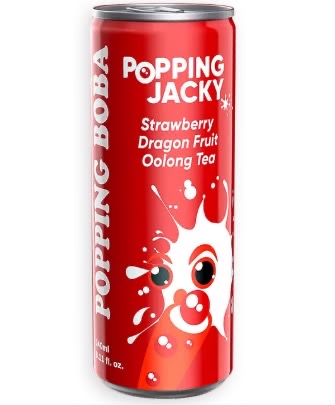 Popping Jacky | Strawberry Dragon Fruit Oolong Boba Tea 24 Count