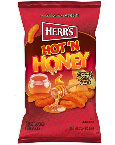 Herrs Hot Honey Cheese Curls 12 Count