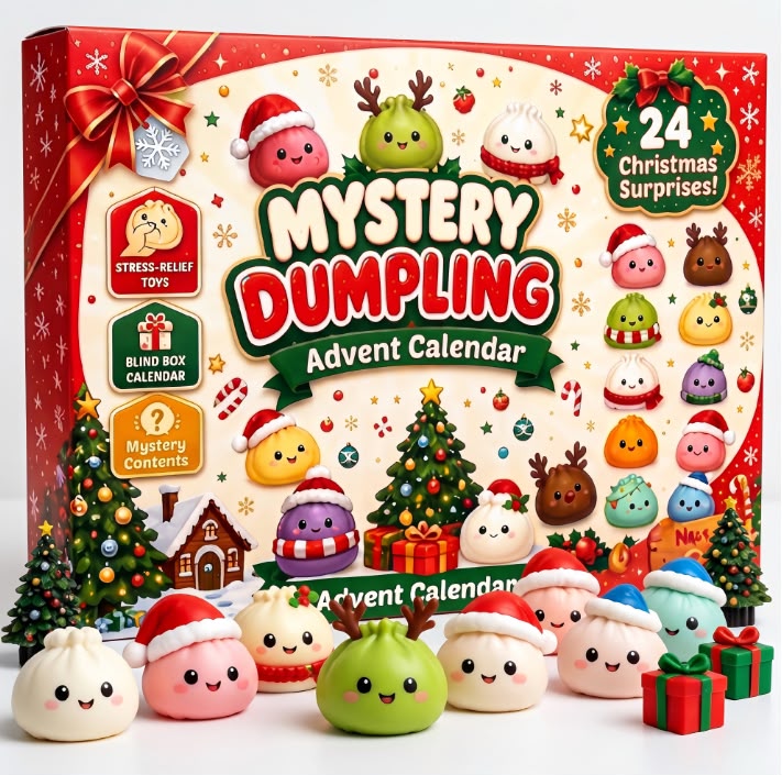 Viral Squishy | Christmas Advent Calendar Mini Dumplings 24pk - Assorted 6 Count