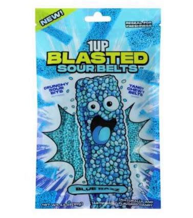 1UP Candy | Blue Razz Blasted Sour Belts 15 Count
