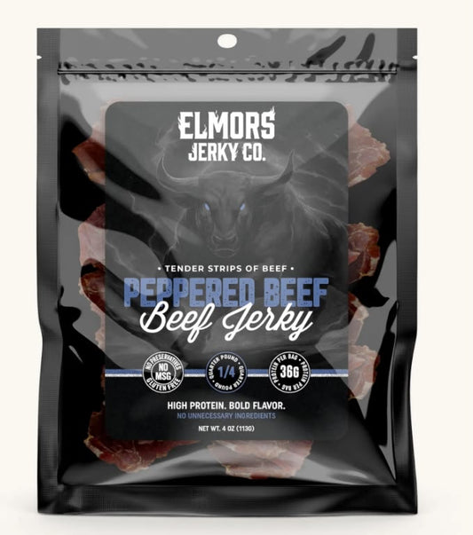 Elmors Beef Jerky | Peppered Beef 12 Count