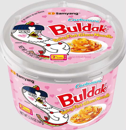 Samyang Buldak Spicy Flat Glass Noodle Carbonara 12 Count