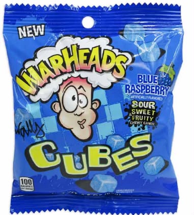 Warheads Blue Raspberry Cubes 12 Count