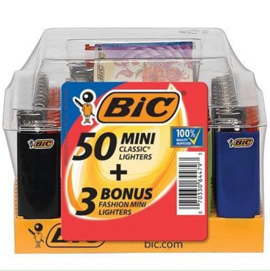 Bic Mini Assorted 50 + 3 Bonus Lighters 50 Count