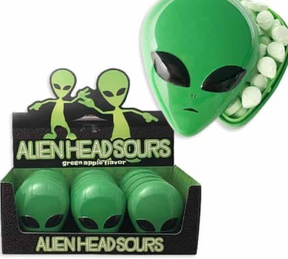 Alien Head Tin W/ Green Apple Sours 12 Count