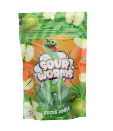 Sour Worms Green Apple 12 Count