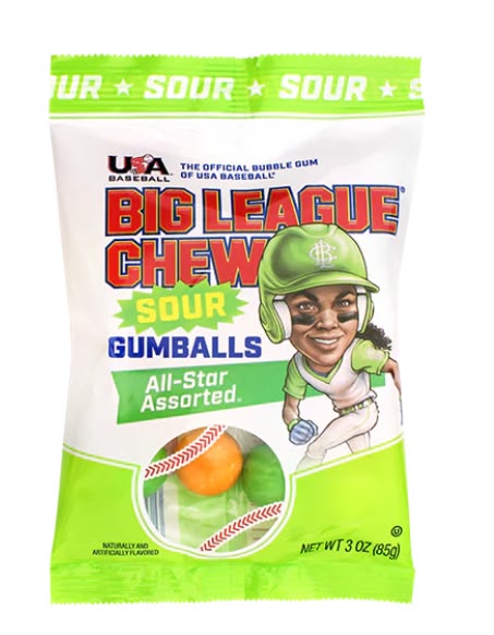 Big League Chew Gum Sour Gum Balls 12 Count