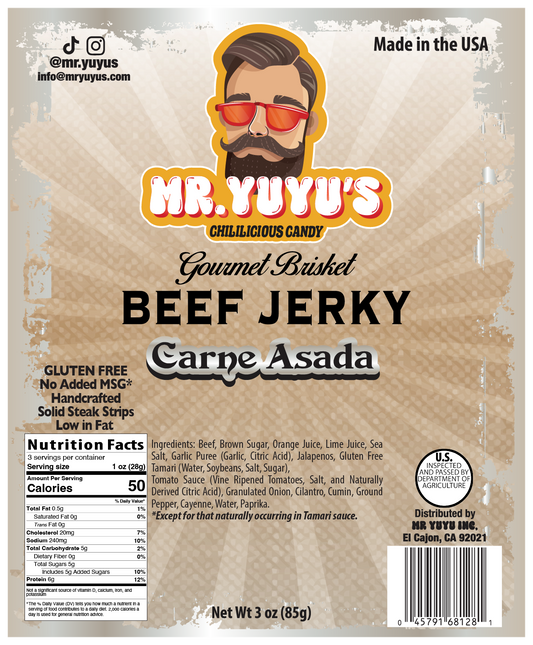 Mr. YuYu's Beef Brisket Carne Asada Jerky 6 count