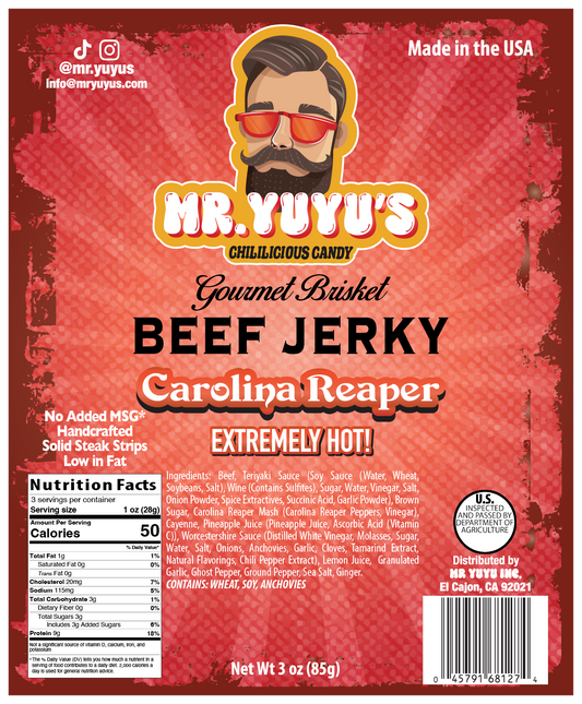 Mr. YuYu's Beef Brisket Carolina Reaper Jerky 6 count