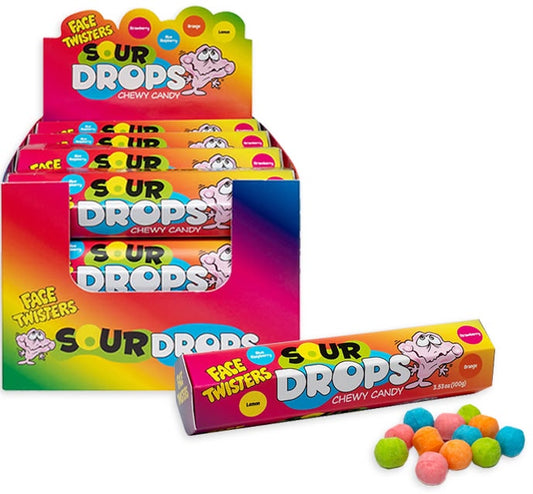 Face Twisters Sour Drops Chewy Candy 12 Count