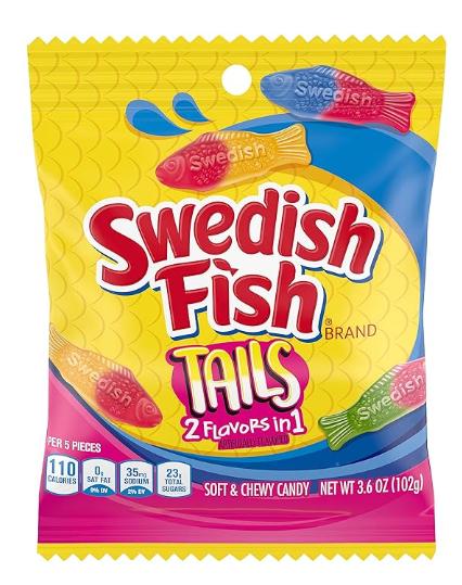 Swedish Fish Tails 2 Flavors in 1 Mixed  12 Count