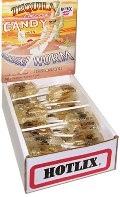Hotlix Pops - Tequila W/ Worm Suckers Sugar Free 36 Count