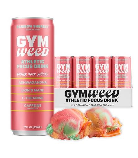 Gym Weed Focus Drink: Rainbow Sherbet Flavor 12 Count