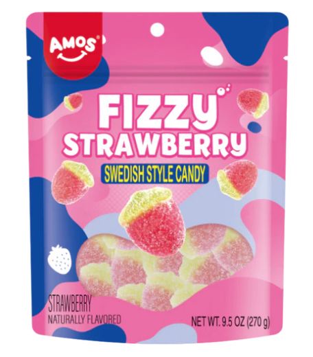 Amos Swedish Candy Fizzy Strawberry 12 Count