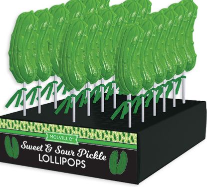 Melville Sour Pickle Lollipops 24 Count