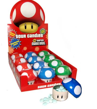 Super Mario Mushroom Tin W/ Cherry & Gr Apple Sours 12 Count