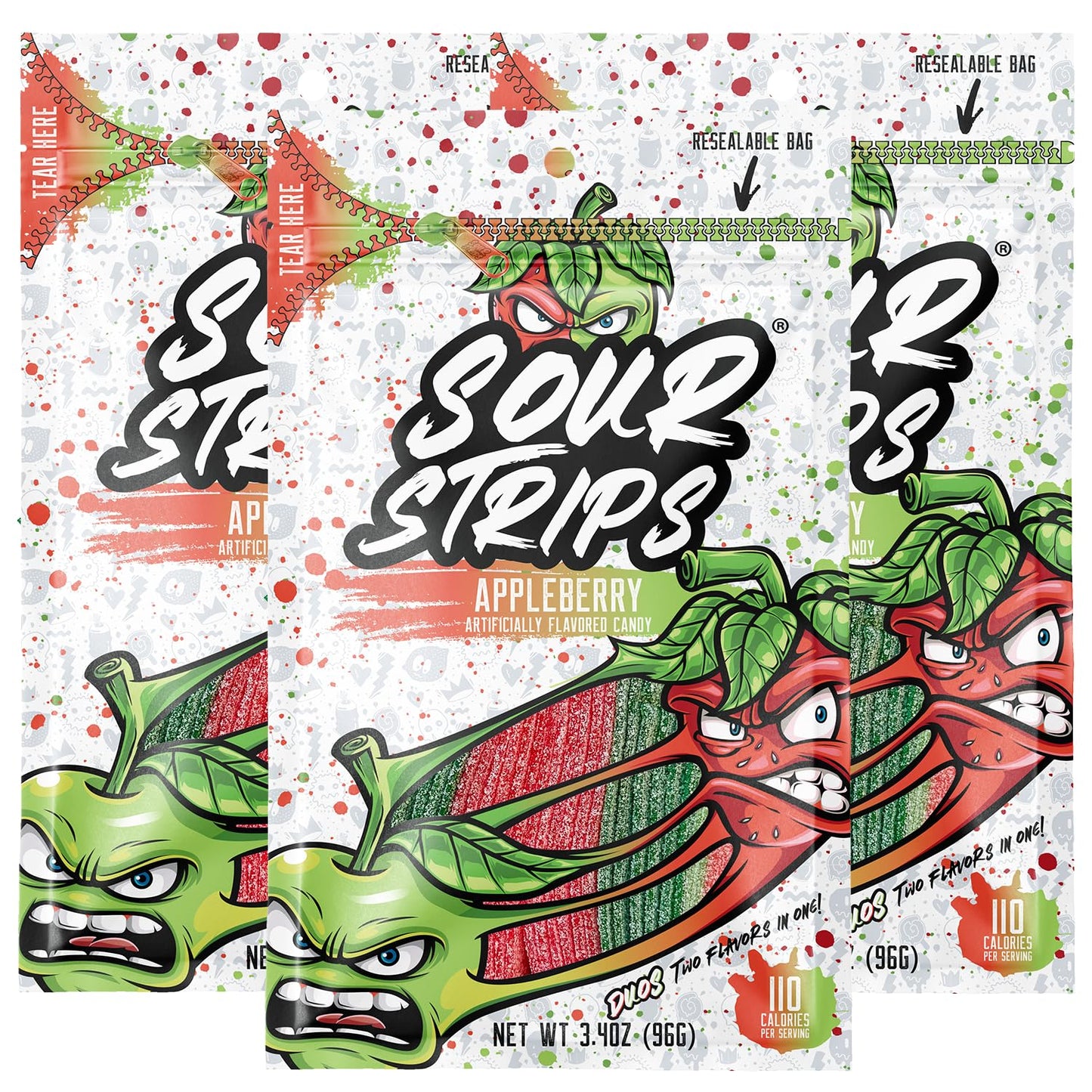Sour Strips Duo Apple Berry 10 count