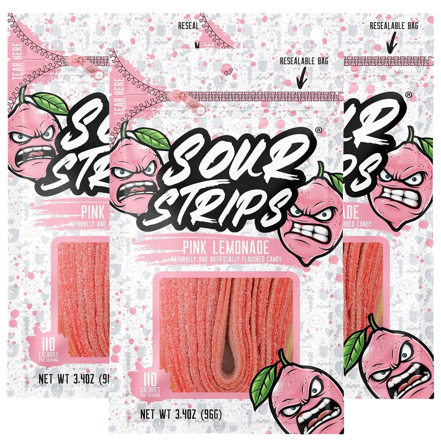 Sour Strips Pink Lemonade 12 count