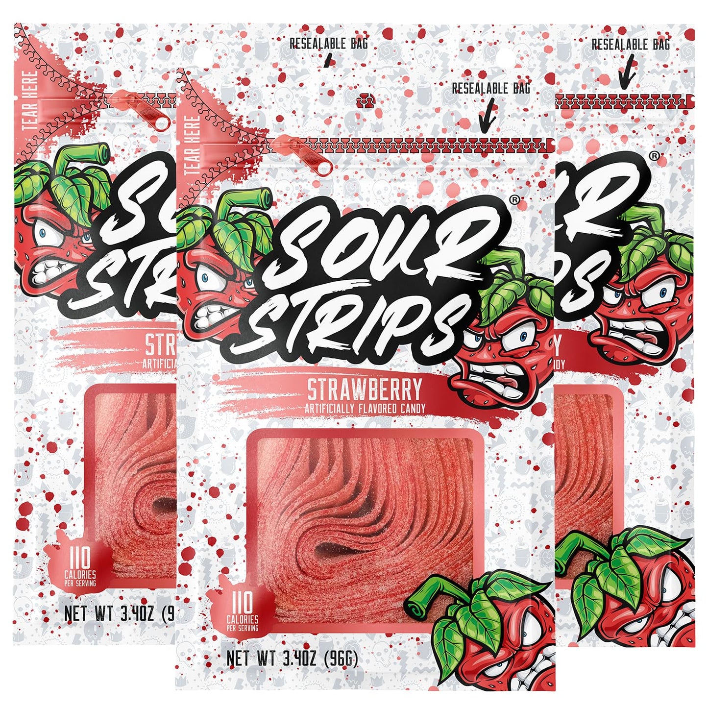 Sour Strips Strawberry 10 count