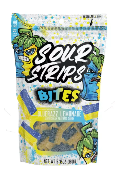 Sour Strips Bites Bluerazz Lemonade 10 count