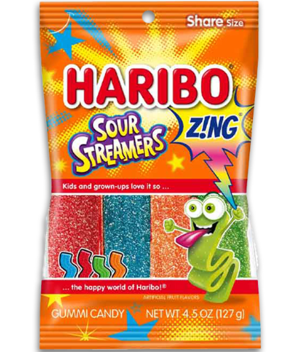 Haribo Zing Sour Streamers 12 Count