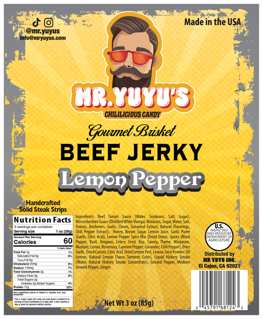 Mr. YuYu's Beef Brisket Lemon Pepper Jerky 6 count