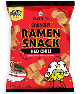 Baby Star Crunchy Ramen Snack Red Chili  12 Count
