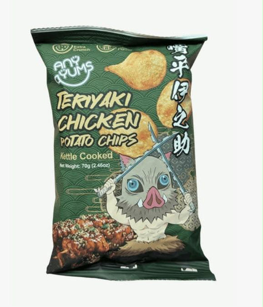 AnyYums Anime Kettle Potato Chips 
| Demon Slayer Teriyaki Chicken 24 Count