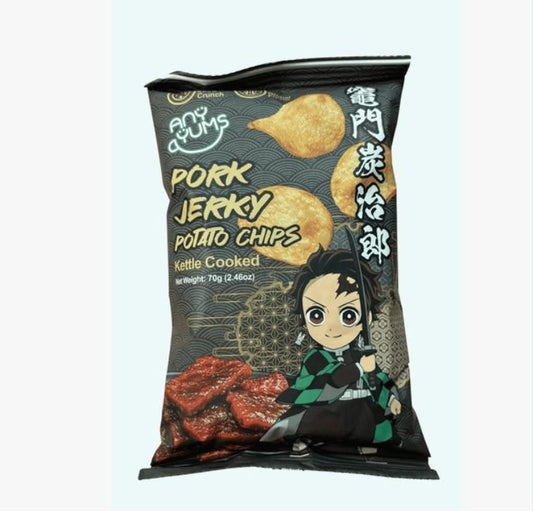AnyYums Anime Kettle Potato Chips 
 | Demon Slayer Pork Jerky 24 Count