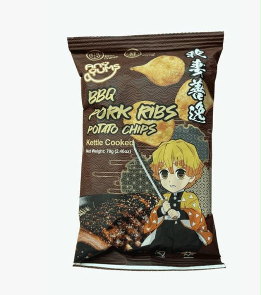 AnyYums Anime Kettle Potato Chips 
| Demon Slayer BBQ Pork Ribs 24 Count