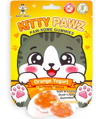 Exotic WANT WANT Kitty Pawz Pawsome Gummies - Orange Yogurt 10 Count