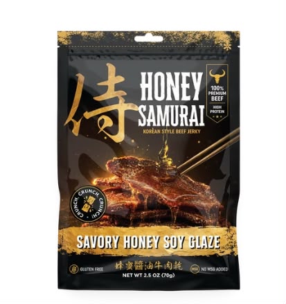 Elmors Beef Jerky | Honey Samurai: Korean Style Beef Jerky 12 Count